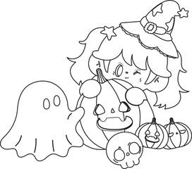 Halloween  cartoon spooky ghost
