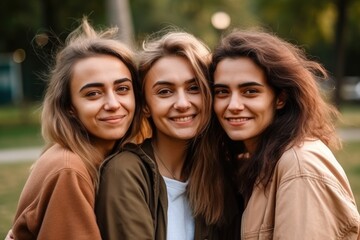 Obraz premium love, care and couple of girl parents with happy attitude together in a park on summer day