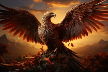 Rucksack Eagle between vineyards and sun: universal symbol of redemption., generative IA © Gabriel