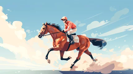 Poster Im Rahmen Jockey characters is riding his horse , AI generated © Sirichai Puangsuwan