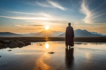 a man looking sunset