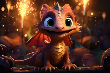 cute drawn dragon for the year 2024