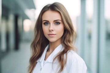 shot of a young woman wearing a lab coat