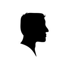 face silhouettes in vintage cameo style. Retro face profile portrait head black silhouette ico