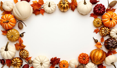 photo frame with a lot of pumpkins and leaves