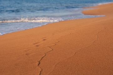 Close up of sand on the sea beach.