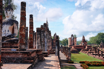 Sukhothai, Pagoda at One of the famous temple in Sukhothai,Temple in Sukhothai Historical Park,...