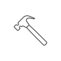 Hammer icon. Simple outline style. Hummer, metal, tool, hit, carpentry, construct, hardware, handyman, development concept. Thin line symbol. Vector isolated on white background. Editable stroke SVG.