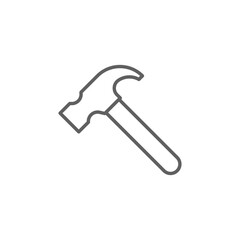 Hammer icon. Simple outline style. Hummer, metal, tool, hit, carpentry, construct, hardware, handyman, development concept. Thin line symbol. Vector isolated on white background. Editable stroke SVG.