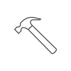 Hammer icon. Simple outline style. Hummer, metal, tool, hit, carpentry, construct, hardware, handyman, development concept. Thin line symbol. Vector isolated on white background. Editable stroke SVG.