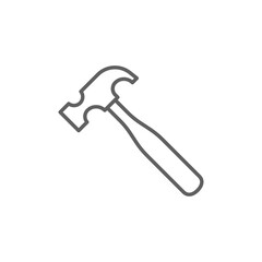 Hammer icon. Simple outline style. Hummer, metal, tool, hit, carpentry, construct, hardware, handyman, development concept. Thin line symbol. Vector isolated on white background. Editable stroke SVG.