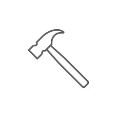 Hammer icon. Simple outline style. Hummer, metal, tool, hit, carpentry, construct, hardware, handyman, development concept. Thin line symbol. Vector isolated on white background. Editable stroke SVG.