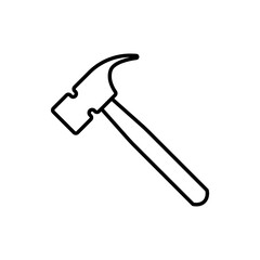 Hammer icon. Simple outline style. Hummer, metal, tool, hit, carpentry, construct, hardware, handyman, development concept. Thin line symbol. Vector isolated on white background. SVG.