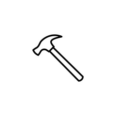 Hammer icon. Simple outline style. Hummer, metal, tool, hit, carpentry, construct, hardware, handyman, development concept. Thin line symbol. Vector isolated on white background. SVG.