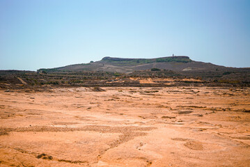 A desert on the Island of Gozo, summer time, Malta