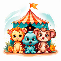 circus tent and circus animals