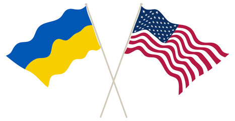 USA and Ukraine flags symbol cooperation