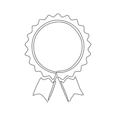 continuous line drawing of award ribbon on white background.