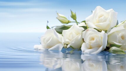 Obraz premium Beautiful flower blooming branch over the water with reflection in a pond, close-up with soft focus, Generative AI illustration