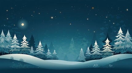 Winter landscape at night. Generative Ai illustration