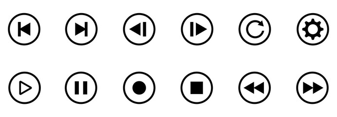 Media player icons collection.