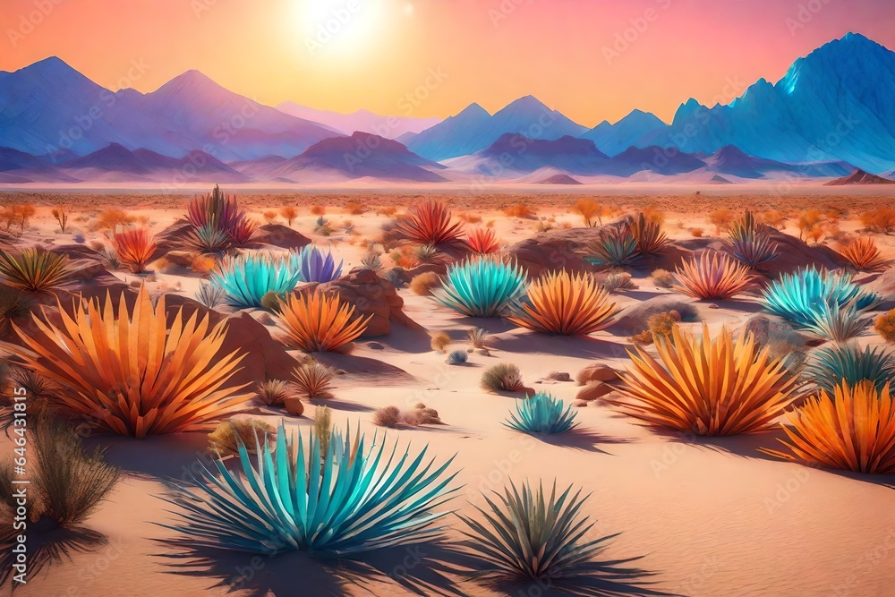 Aufkleber crystaline desert oasis design an otherworldly desert landscape with towering crystal formations tha