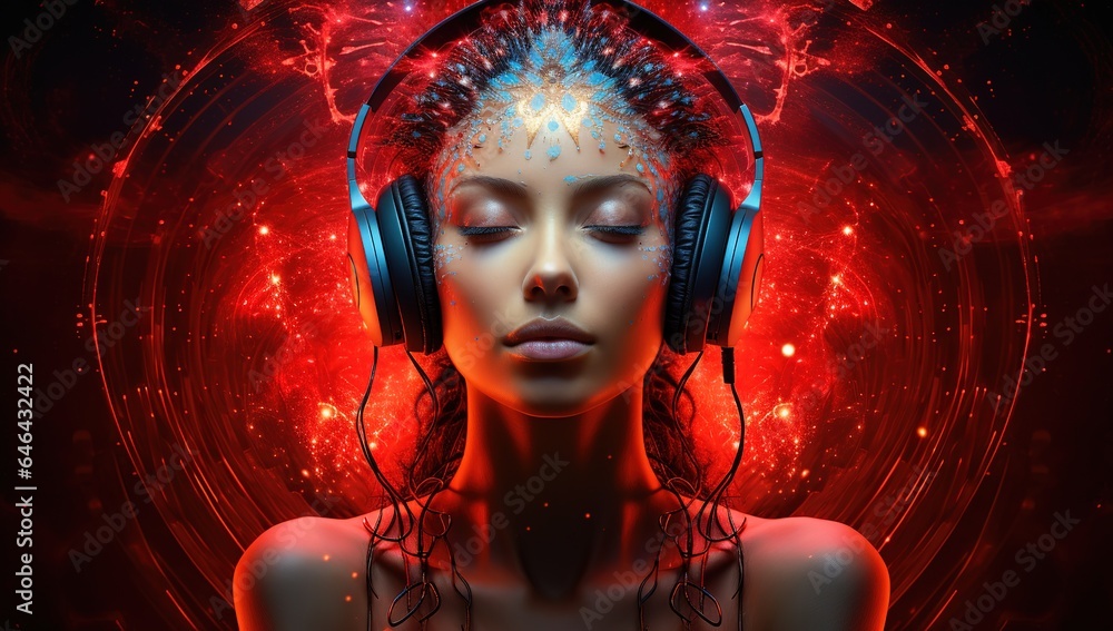 Poster human big data visualization. futuristic artificial intelligence concept. aesthetic cyber mind desig