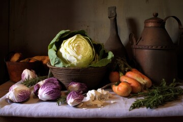freshly chopped cabbage and ingredients before fermenting