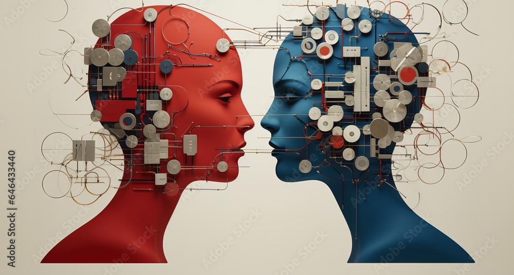 Poster human big data visualization. futuristic artificial intelligence concept. aesthetic cyber mind desig