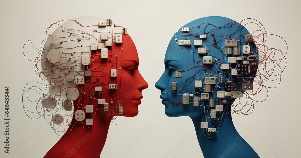Poster human big data visualization. futuristic artificial intelligence concept. aesthetic cyber mind desig
