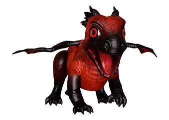 3D Rendering Fairy Tale Dragon on White