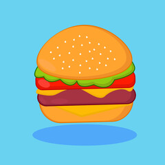 Hamburger on a blue background