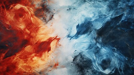 Fototapeta na wymiar Abstract illustration of colliding fire and ice, background, wallpaper