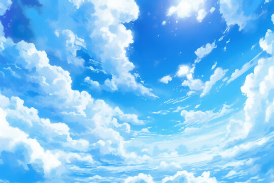 アニメ調のさわやかな広い夏の青空「AI生成画像」