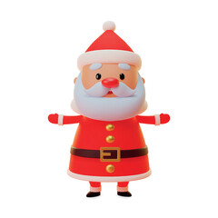 3d Santa Claus. Cute Santa Claus cartoon character isolated on a white background. Winter holiday illustration. Vector 10 EPS.
