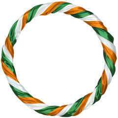 circle frame of ribbons with ireland flag colors. white and red decoration. transparent background