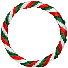 circle frame of ribbons with italy, mexico flag colors. white, red and green decoration. transparent background