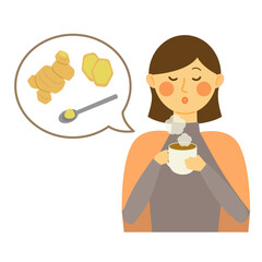 生姜紅茶を飲む女性