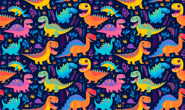 motif sans bord de papier peint dinosaures pour enfants - seamless © Fox_Dsign