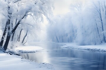 Fototapeta premium Märchenhafte Winterlandschaft bei Abenddämmerung