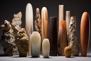 a collection of tube-like stones, naturally formed in a cave