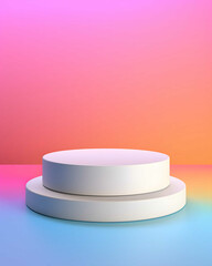white podium product and colorful background