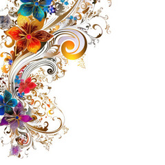 Colorfull elaborate filigree corner borders on white Background, AI Generated