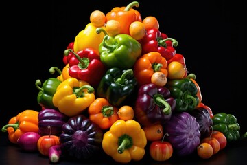 a variety of colorful bell peppers arranged artfully