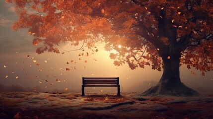 Autumn or fall background. Big tree