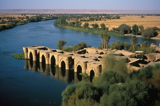 An historic society amidst the Tigris and Euphrates rivers. Generative AI