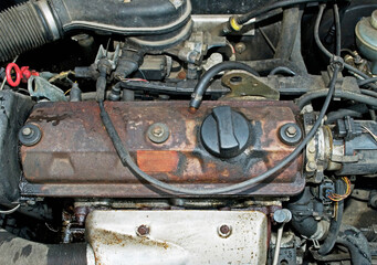 close up of a car engine 