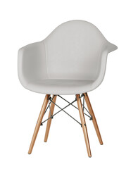 Modern designer chair or plastic kitchen chair isolated on transparency background. Modern style dining chair, shell lounge plastic chair.