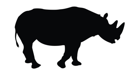 African Rhino Silhouette Isolated on White