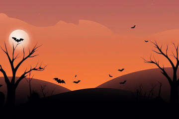Fototapeta na wymiar Bat Pumpkins In The Spooky Night, Halloween Backdrop background